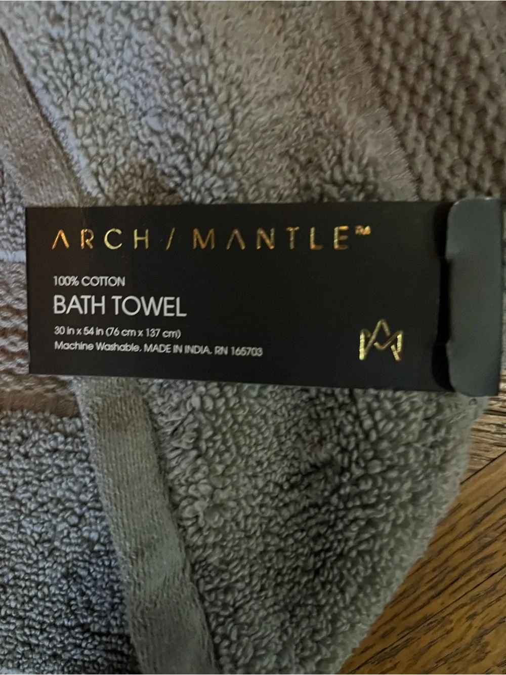 Set of two Arch/Mantle Plush Bath Towel - Gray 100% cotton